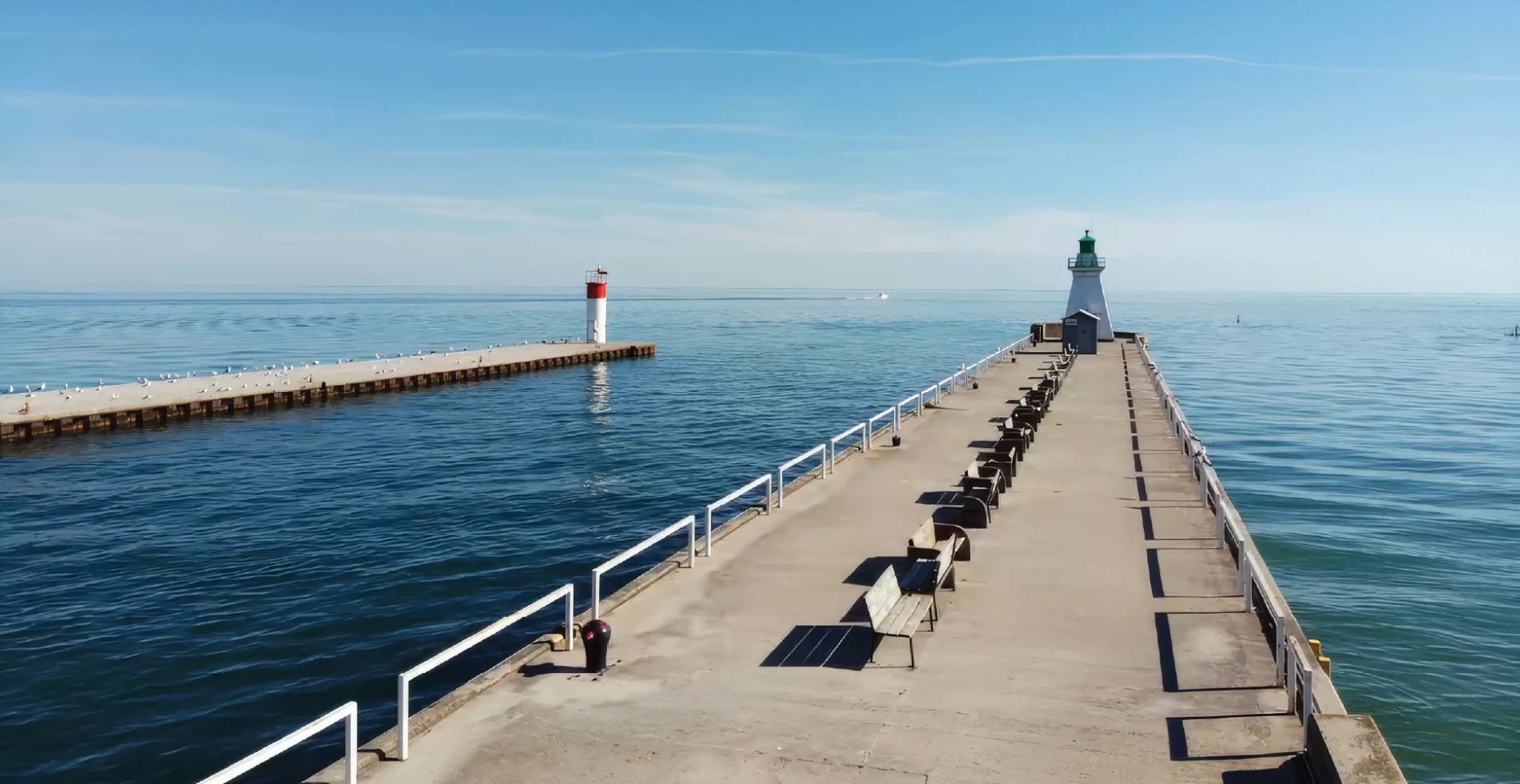 Port Dover pier and lighthouse on Lake Erie