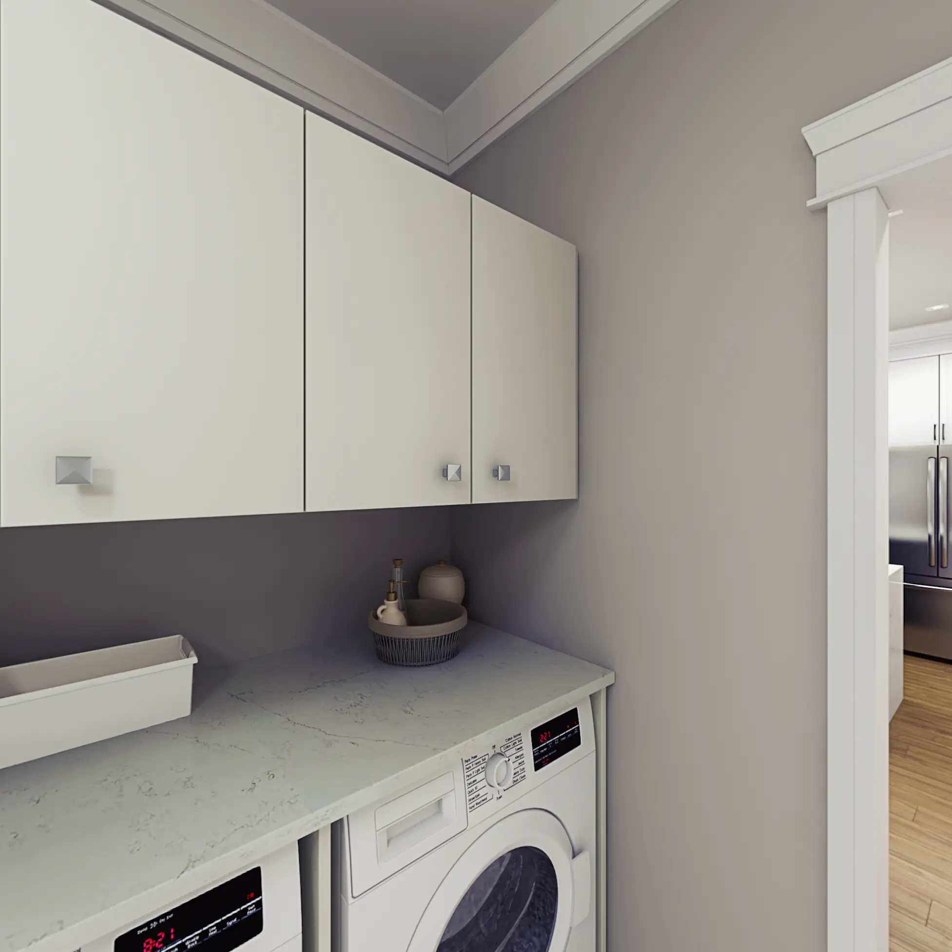 Main floor laundry with front-load washer and dryer