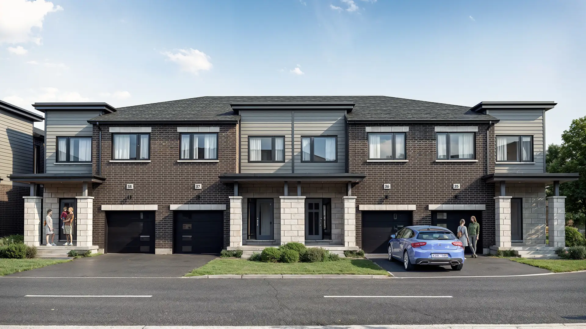 Row of brick townhomes in Meaford