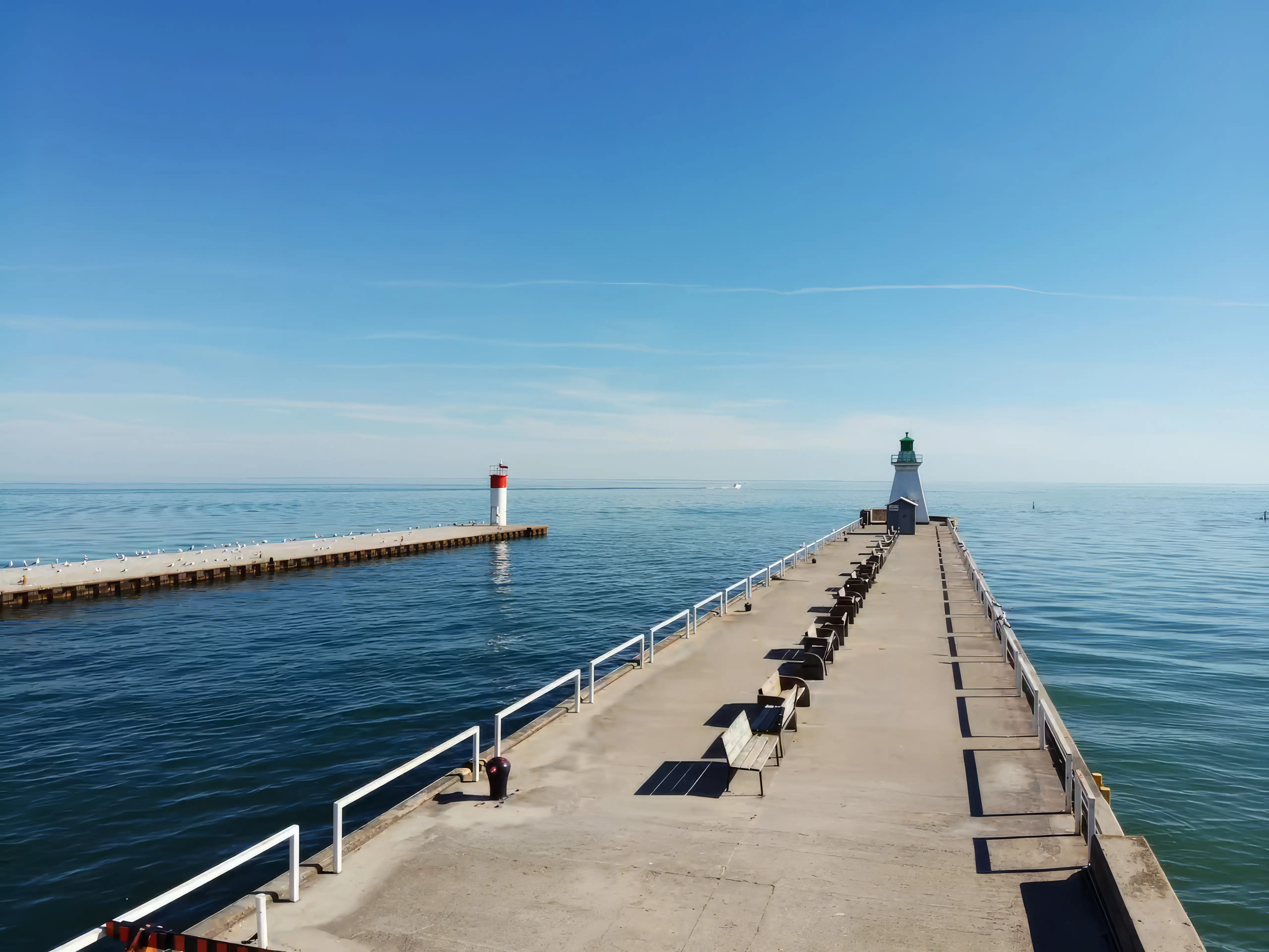 Port Dover pier and lighthouse on Lake Erie