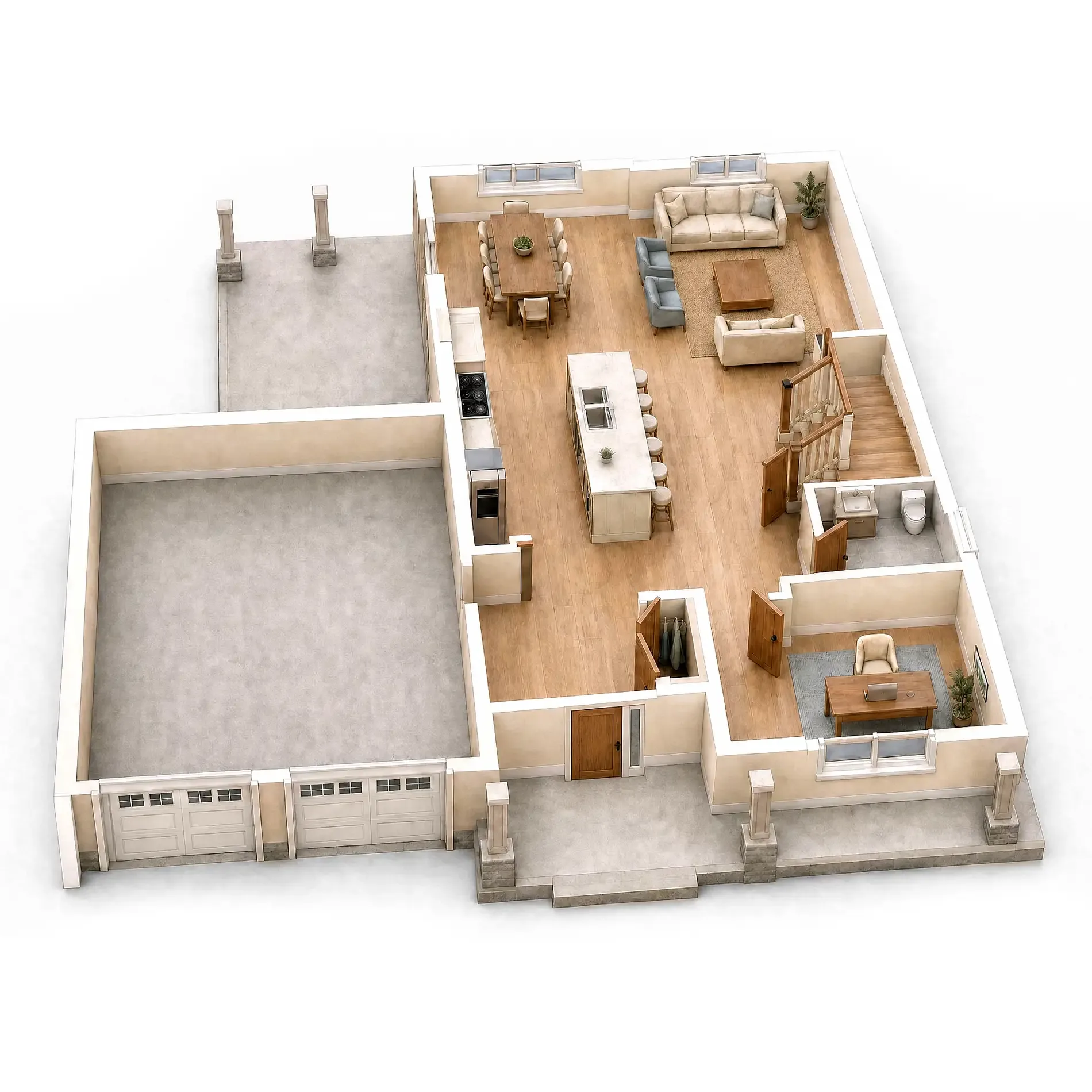 The Meadowcreek main floor 3D plan