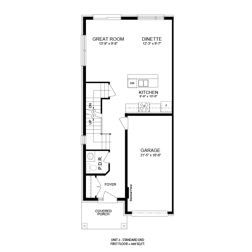 The Sailor end unit main floor plan