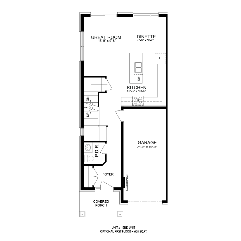 The Sailor end unit optional main floor plan