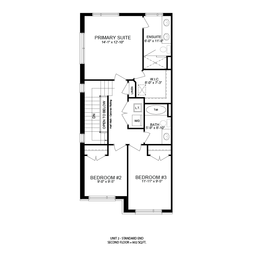 The Sailor end unit second floor plan