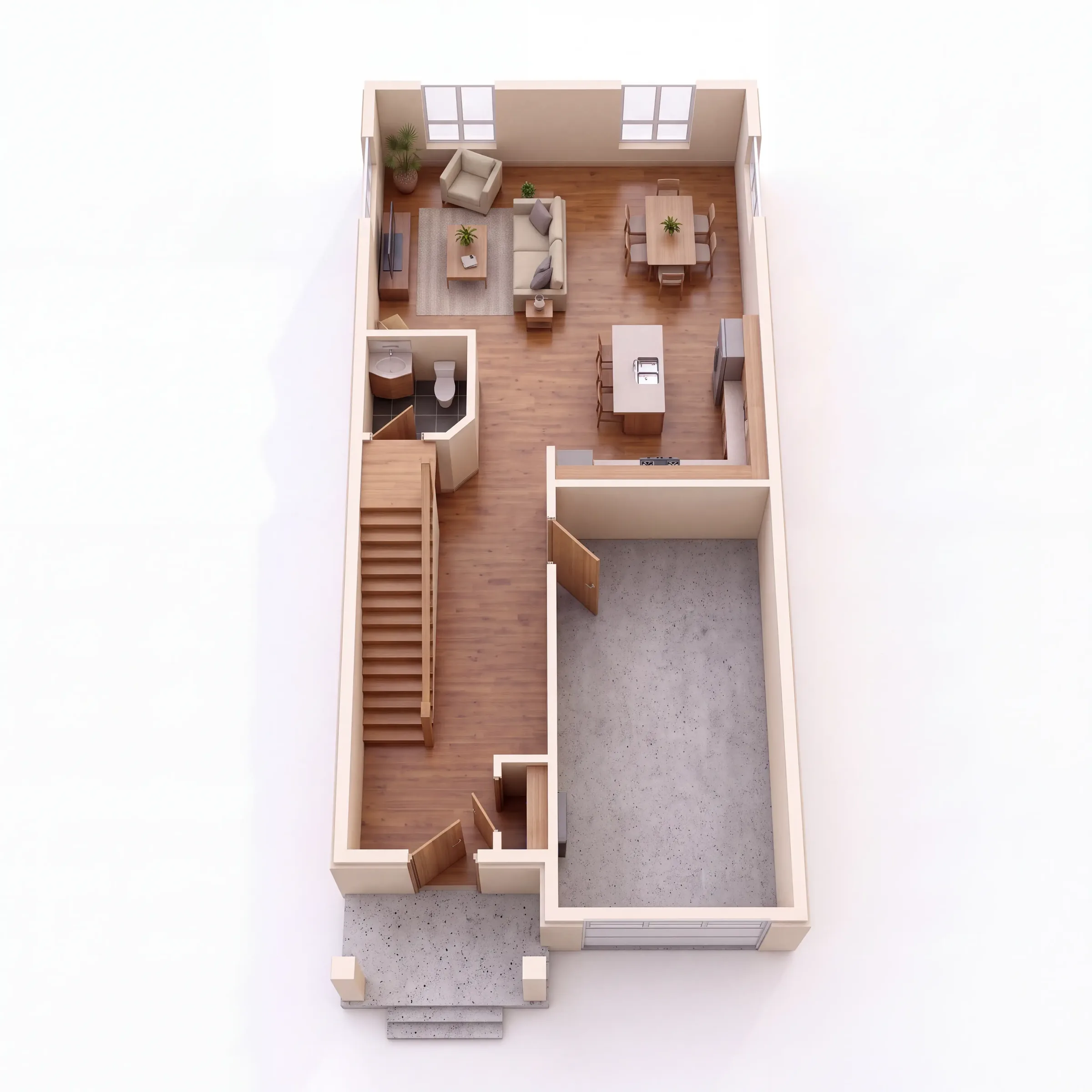 The Voyageur end unit optional main floor 3D plan