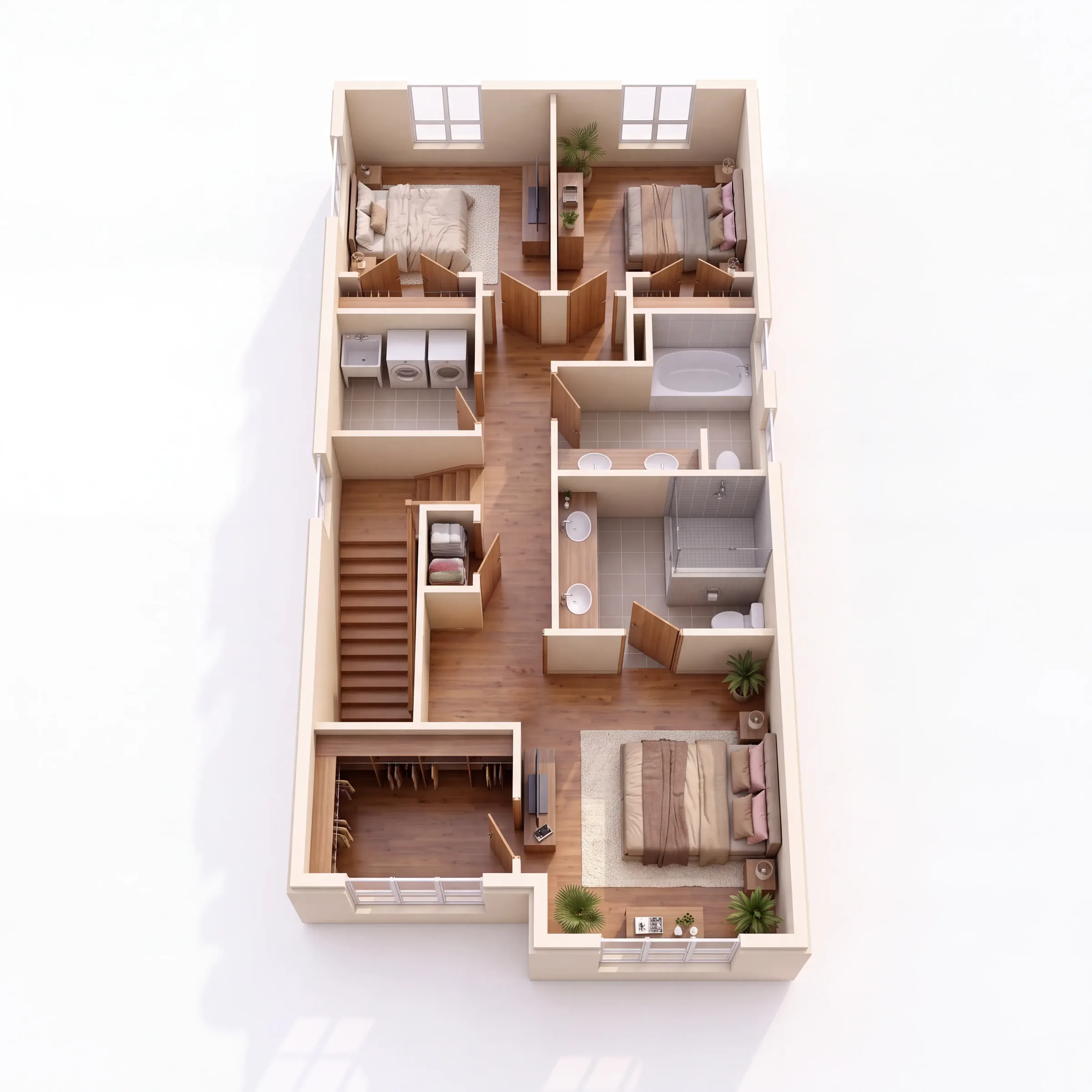 The Voyageur end unit second floor 3D plan
