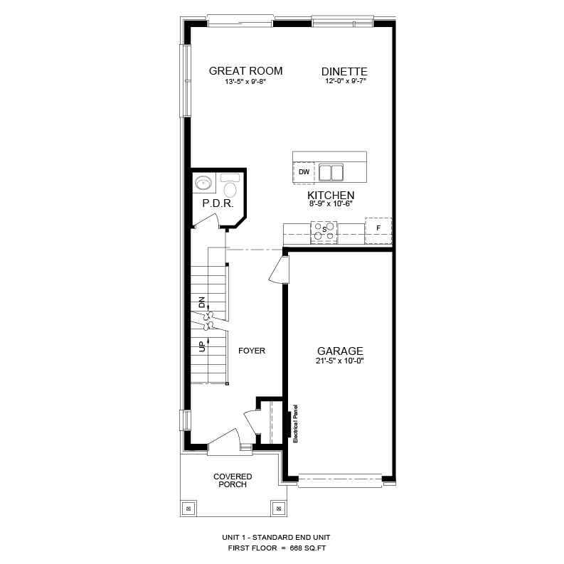 The Voyageur end unit main floor plan