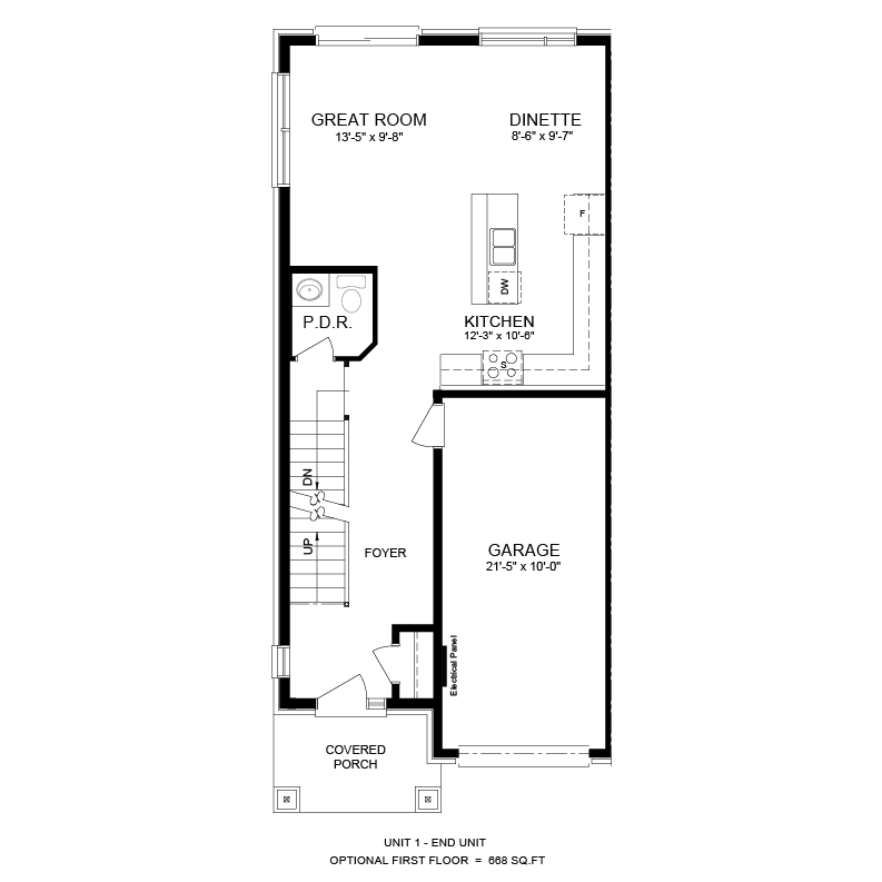 The Voyageur end unit optional main floor plan