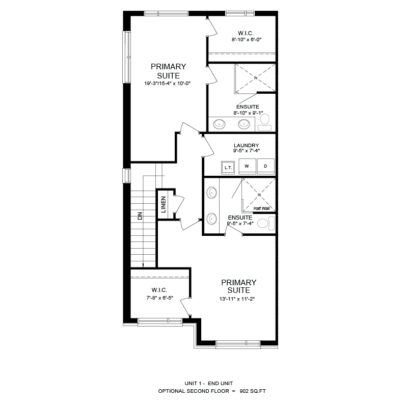The Voyageur end unit optional second floor plan