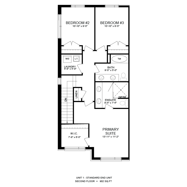 The Voyageur end unit second floor plan