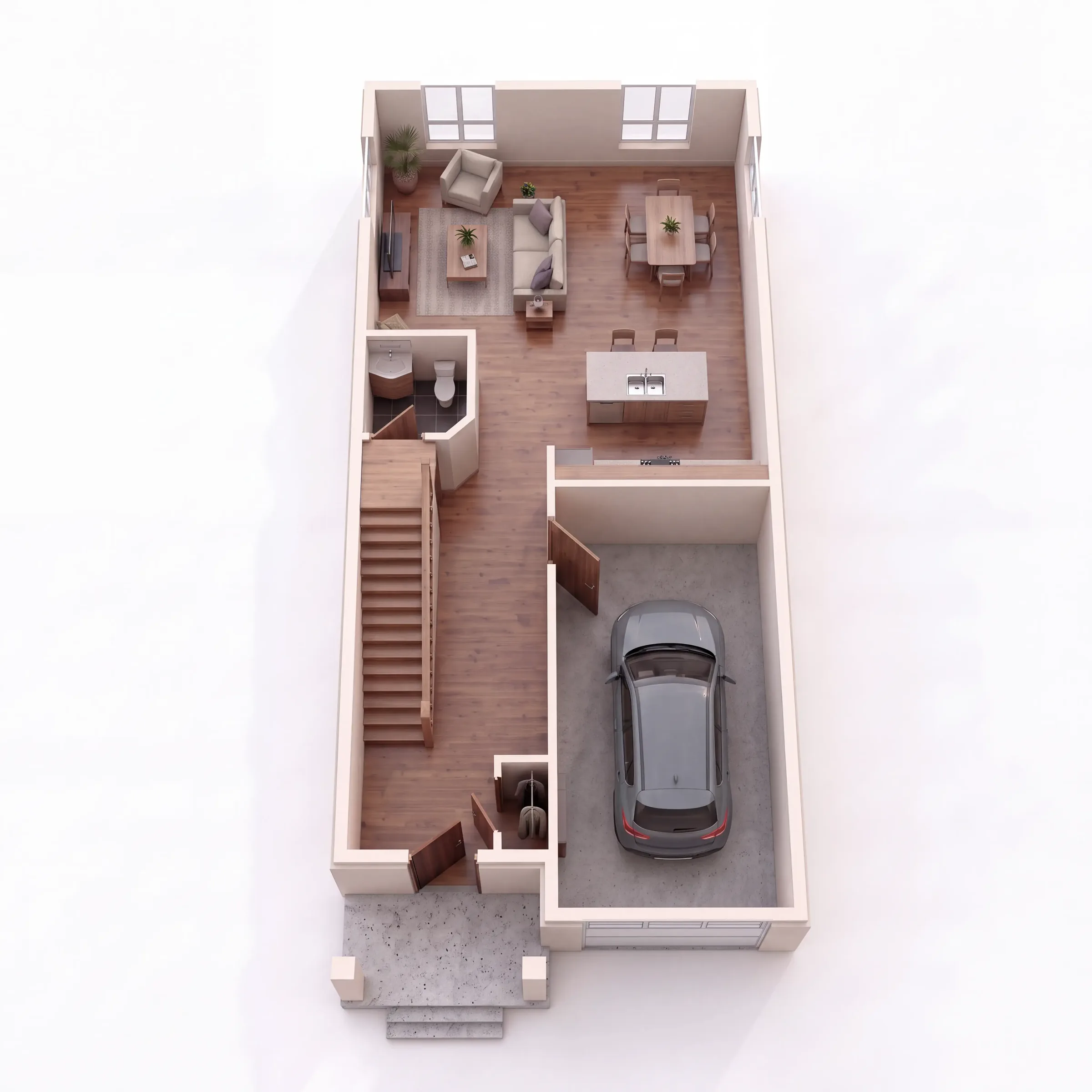 The Voyageur interior unit main floor 3D plan